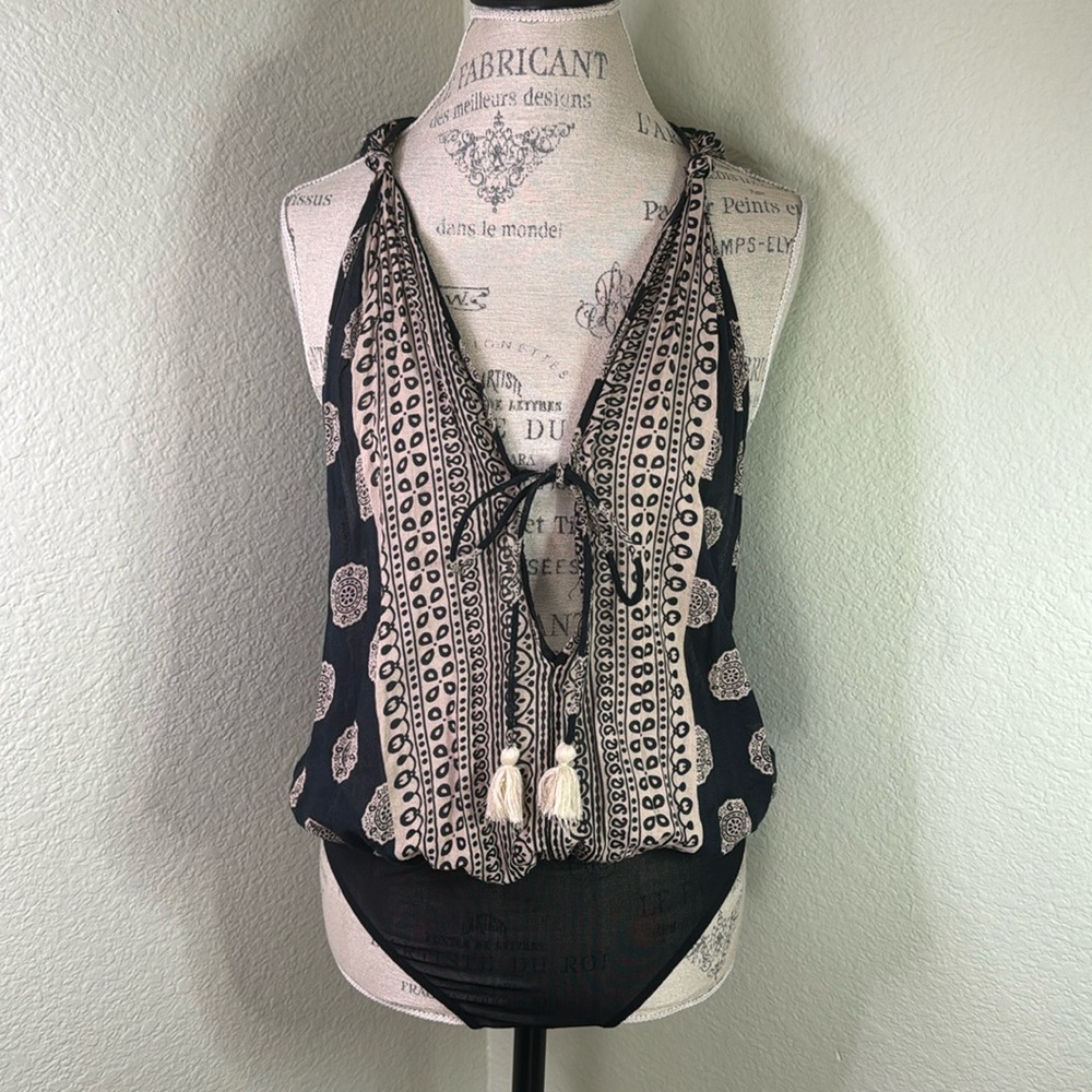 Free People Intimately Sheer Printed Bodysuit